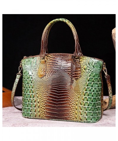 Crocodile Leather Top Handle Bag Fashion Tote Hobo Handbags Crossbody Satchel Bags for Women Shoulder Bag Purse Green-brown $...