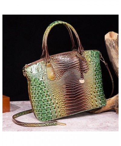 Crocodile Leather Top Handle Bag Fashion Tote Hobo Handbags Crossbody Satchel Bags for Women Shoulder Bag Purse Green-brown $...