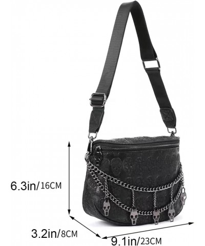 Skull Hobo Bag Chain Shoulder Bag Gothic Crossbody Bag Totes Purse Wallet Underarm Bag Messenger Bag Black $16.80 Totes