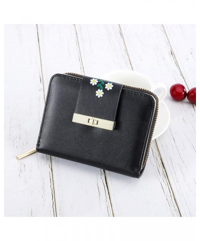 Fashion ID Short Wallet Color Matching Solid Color Women Zipper Neck Wallet Travel Pouch and Passport (Red-a, One Size) Black...