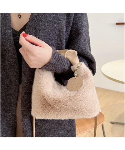 Woman Plush Crossbody Bag Fluffy Purses Handbag Fashion Fuzzy Top Handle Tote Satchel Shoulder Bag with Zipper Khaki $14.74 T...