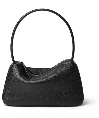 Small Leather Shoulder Bag For Women Luxury Clutch Tote Purse With Zipper Closure Black $25.64 Totes