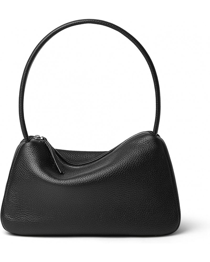 Small Leather Shoulder Bag For Women Luxury Clutch Tote Purse With Zipper Closure Black $25.64 Totes