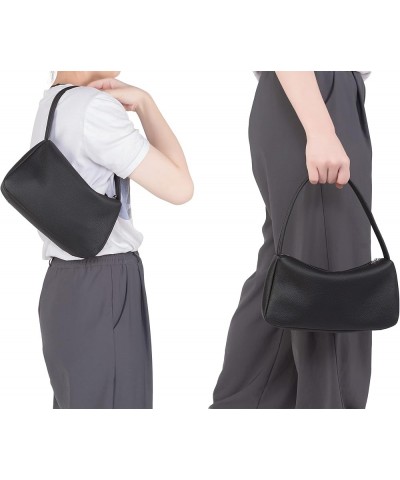 Small Leather Shoulder Bag For Women Luxury Clutch Tote Purse With Zipper Closure Black $25.64 Totes