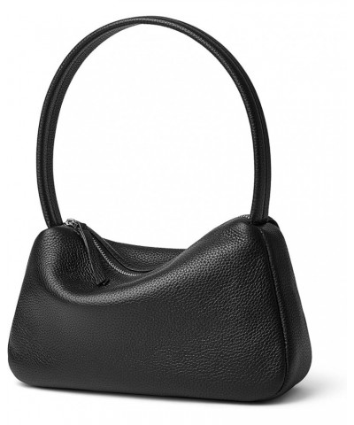 Small Leather Shoulder Bag For Women Luxury Clutch Tote Purse With Zipper Closure Black $25.64 Totes