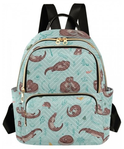 Ocean Women Backpack Kawaii Otter Fish Frog Anti-Theft Travel Backpack with Luggage Belt Lightweight Handbag Lady Purse Roomy...