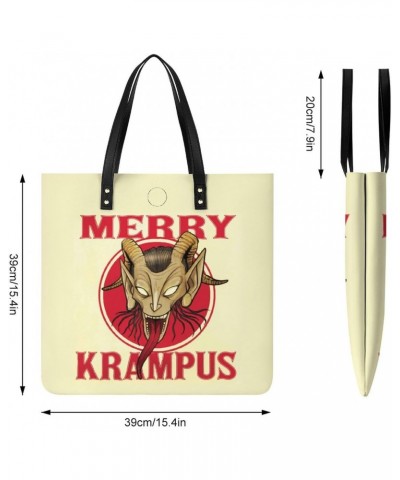 Merry Krampus Tote Bags PU Leather Shoulder Bag Purses Work Tote Handbags for Women Men $14.37 Totes