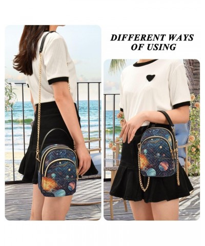 Women Crossbody Sling Bags Abstract Universe Print, Compact Fashion Handbags Purse with Chain Strap Top handle for Evening Pa...