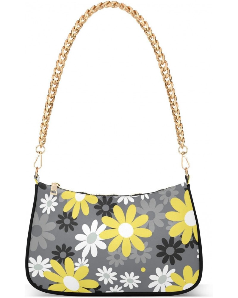 Chamomile Flowers Shoulder Bag for Women Small Purse Fashion Clutch Bag Small Satchel Bag with Chain Strap for Women $13.20 S...