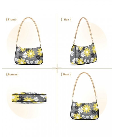 Chamomile Flowers Shoulder Bag for Women Small Purse Fashion Clutch Bag Small Satchel Bag with Chain Strap for Women $13.20 S...