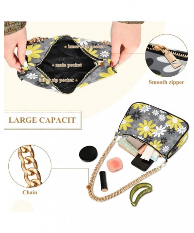 Chamomile Flowers Shoulder Bag for Women Small Purse Fashion Clutch Bag Small Satchel Bag with Chain Strap for Women $13.20 S...