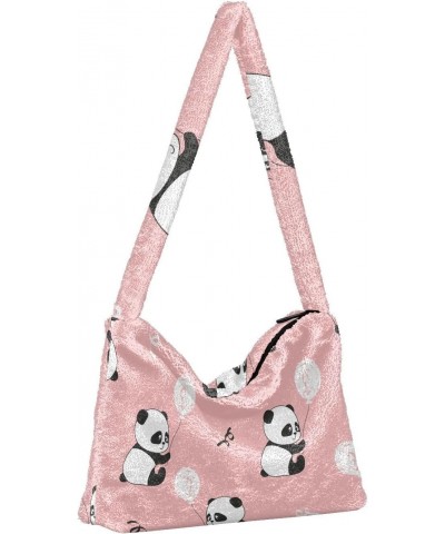 Cute Pandas Furry Tote Bag for Women Crossbody Bag Shoulder Purse Handbag Cross Body Bag with Zipper for Women $9.45 Totes