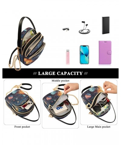 Women Crossbody Sling Bags Abstract Universe Print, Compact Fashion Handbags Purse with Chain Strap Top handle for Evening Pa...