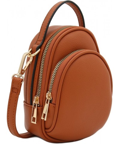 Two Compartment Mini Oval PU Leather Crossbody Bag Tan $13.28 Crossbody Bags