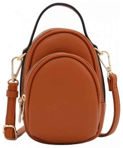 Two Compartment Mini Oval PU Leather Crossbody Bag Tan $13.28 Crossbody Bags