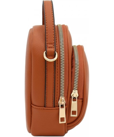 Two Compartment Mini Oval PU Leather Crossbody Bag Tan $13.28 Crossbody Bags