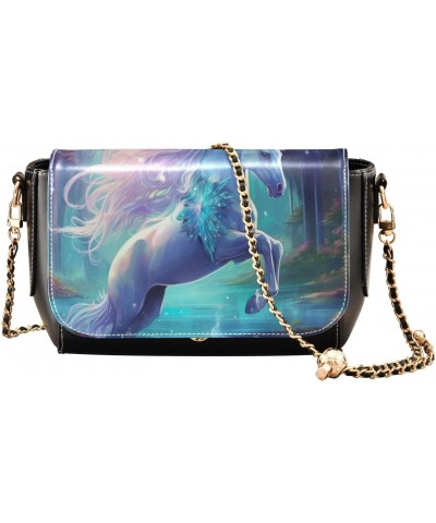 Dreamy Forest Unicorn Crossbody Bags for Women Retro Cross Body Purse Small PU Leather Shoulder Handbags with Chain Strap $19...