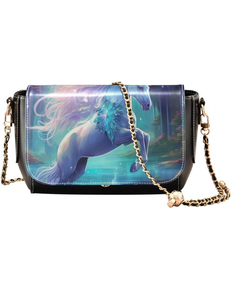 Dreamy Forest Unicorn Crossbody Bags for Women Retro Cross Body Purse Small PU Leather Shoulder Handbags with Chain Strap $19...