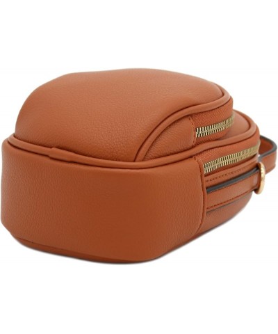 Two Compartment Mini Oval PU Leather Crossbody Bag Tan $13.28 Crossbody Bags