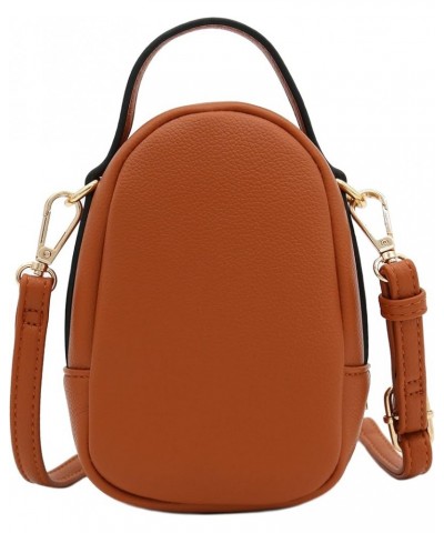 Two Compartment Mini Oval PU Leather Crossbody Bag Tan $13.28 Crossbody Bags