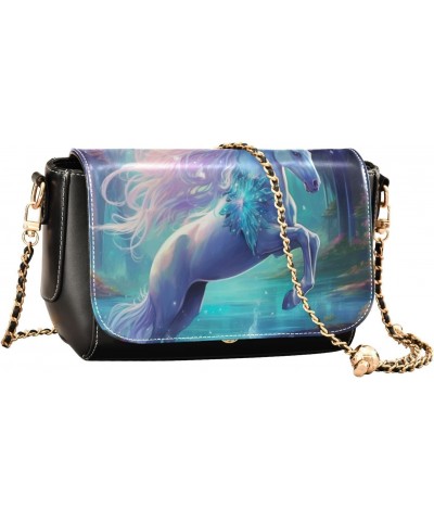 Dreamy Forest Unicorn Crossbody Bags for Women Retro Cross Body Purse Small PU Leather Shoulder Handbags with Chain Strap $19...