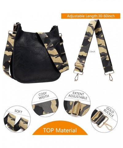 Women Crossbody Handbag Retro Vegan Leather Messenger Bag with Romovable Leopard Shoulder Strap Strap Gold $16.11 Shoulder Bags