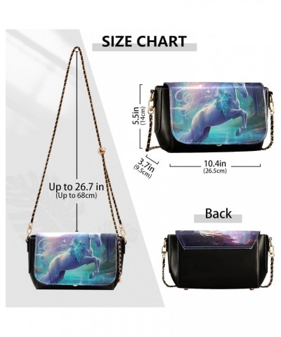 Dreamy Forest Unicorn Crossbody Bags for Women Retro Cross Body Purse Small PU Leather Shoulder Handbags with Chain Strap $19...