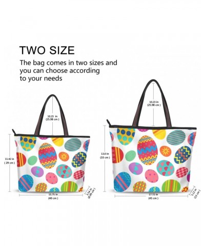 Womens Tote Bag Easter Eggs Handbags with Zipper Ladies holiday Shoulder Bag $14.00 Shoulder Bags