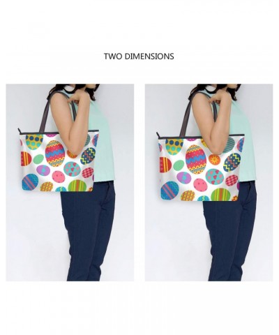 Womens Tote Bag Easter Eggs Handbags with Zipper Ladies holiday Shoulder Bag $14.00 Shoulder Bags