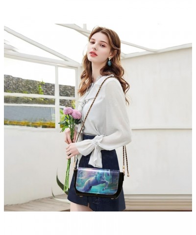 Dreamy Forest Unicorn Crossbody Bags for Women Retro Cross Body Purse Small PU Leather Shoulder Handbags with Chain Strap $19...