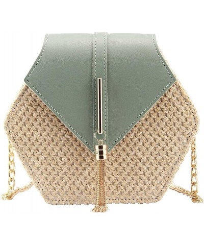 Women's Crossbody Bag Cute Straw Shoulder Bag Green $14.57 Shoulder Bags