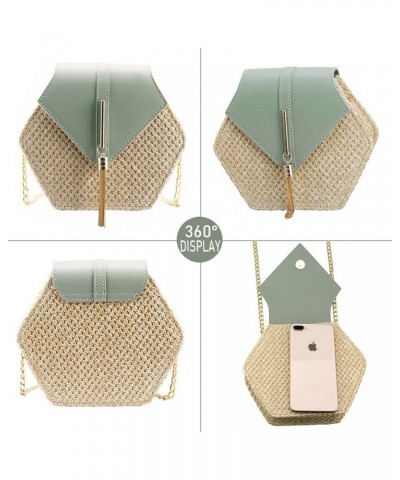 Women's Crossbody Bag Cute Straw Shoulder Bag Green $14.57 Shoulder Bags