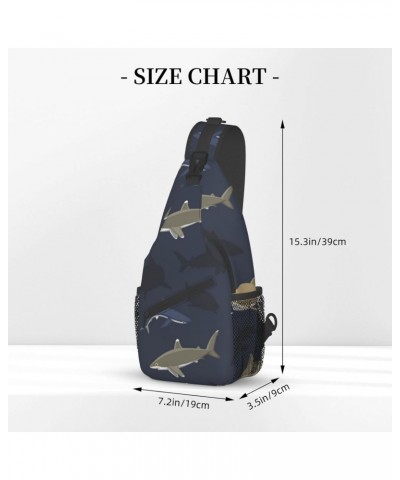 Cute Sharks Pattern Sling Bag Crossbody Travel Hiking Chest Backpack Shoulder Daypack for Women Men $11.88 Crossbody Bags