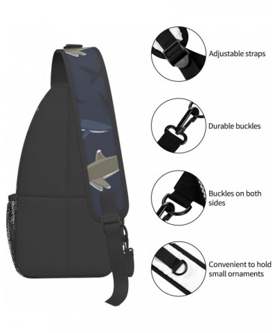 Cute Sharks Pattern Sling Bag Crossbody Travel Hiking Chest Backpack Shoulder Daypack for Women Men $11.88 Crossbody Bags