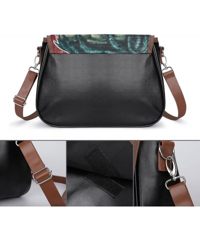 Printed Shoulder Crossbody Bag Leather Hobo Bags Medium Ladies Top Handles Satchels Oil Painting Color Block Color9 $24.00 Ho...