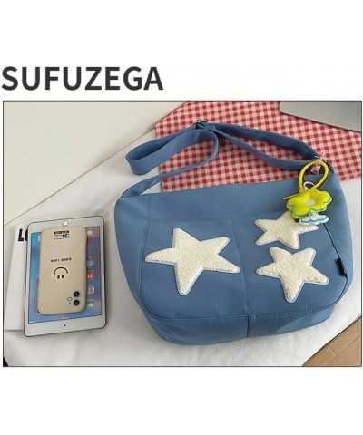 Kawaii Star Y2K Canvas Crossbody Bag for Teen Boy Girl Cute Novelty Shoulder Bag (Blue) Pink $13.72 Crossbody Bags