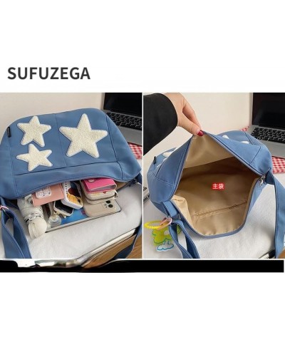 Kawaii Star Y2K Canvas Crossbody Bag for Teen Boy Girl Cute Novelty Shoulder Bag (Blue) Pink $13.72 Crossbody Bags