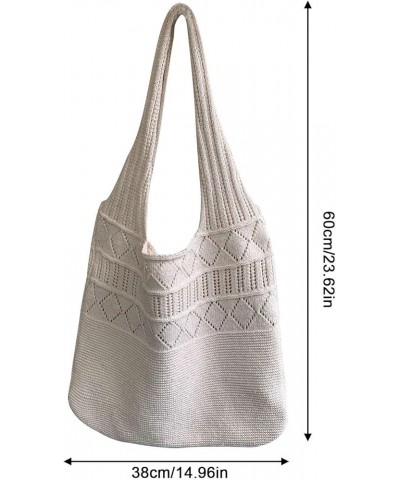 Crochet Beach Bag Women - Aesthetic Mesh Knit Tote Bag, Hollow Out Bohemian Shoulder Shopping Bag For Summer Travel White $9....