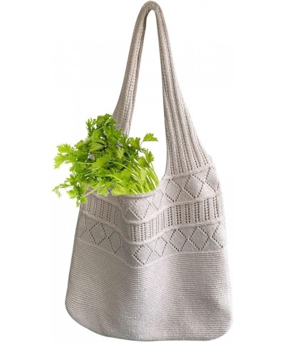 Crochet Beach Bag Women - Aesthetic Mesh Knit Tote Bag, Hollow Out Bohemian Shoulder Shopping Bag For Summer Travel White $9....