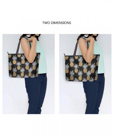 Women Tote Bags Yellow Pineapple Black Top Handle Satchel Handbags Shoulder Bag for Shopping 20850457 $10.29 Totes