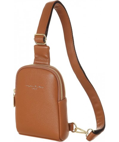 Small Crossbody Sling Bags for Women Vegan Leather Cell Phone Purse Fanny Packs for Women Men Brown $17.33 Crossbody Bags