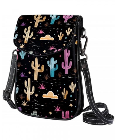 Crossbody Bags for Women,Crossbody Bag Men,Small Sling Bag,Black Background Plant Cactus,Crossbody Purse $14.87 Crossbody Bags