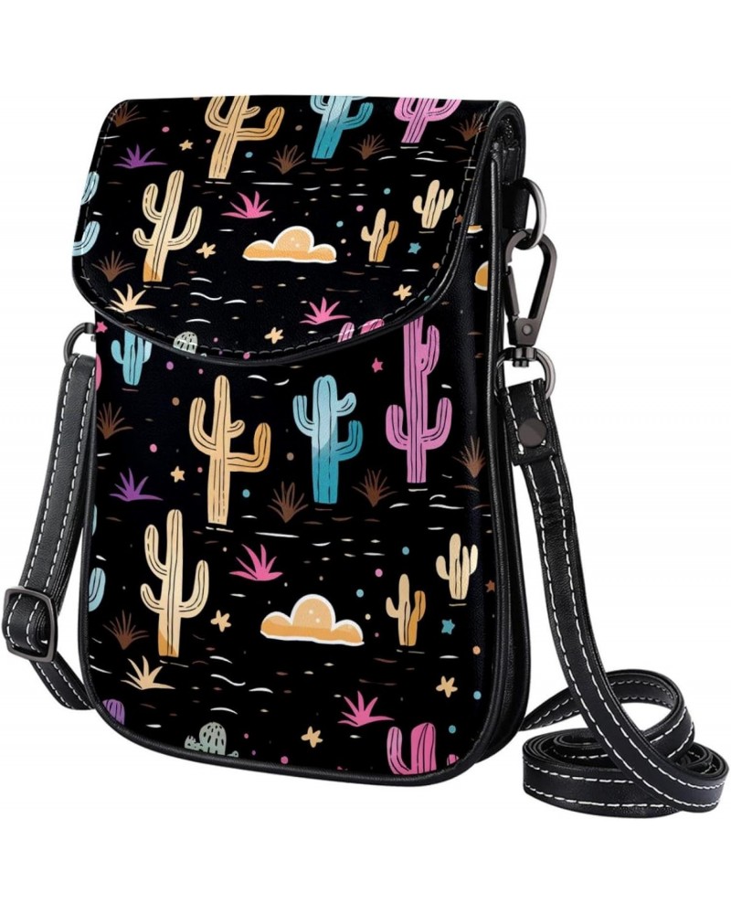 Crossbody Bags for Women,Crossbody Bag Men,Small Sling Bag,Black Background Plant Cactus,Crossbody Purse $14.87 Crossbody Bags