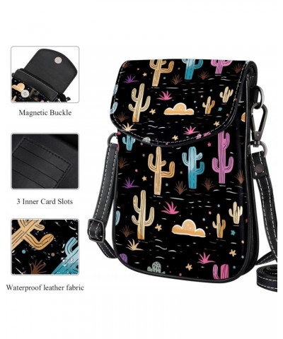 Crossbody Bags for Women,Crossbody Bag Men,Small Sling Bag,Black Background Plant Cactus,Crossbody Purse $14.87 Crossbody Bags