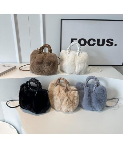 Plush bag solid color cute winter women's bag shoulder bag cloud bag Blue $18.90 Shoulder Bags