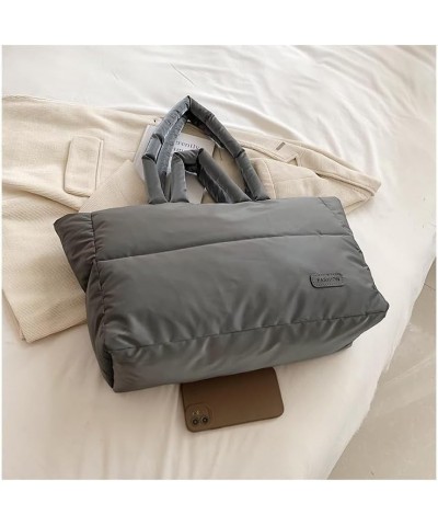 Large Puffy Tote Bag for Women, Lightweight Quilted Cotton Padded Shoulder Bag, Down Puffer Handbag Bag Grey $16.31 Totes