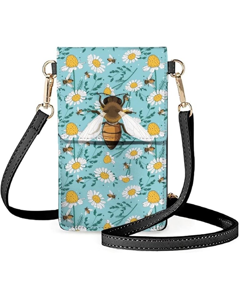 Starry Outer Space Galaxy Small Crossbody Bag Cell Phone Purse Pu Leather Shoulder Bag Bee Daisy $11.01 Crossbody Bags