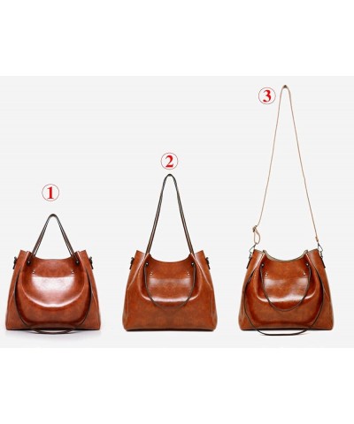 Women Handbag and Purse 3PCS Tote Satchels Top-handle Shoulder Bag Clutches Brown Brown $30.95 Totes