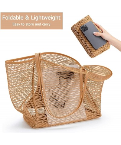 Mesh Beach Tote,Beach Bag For Womens Shoulder Handbag,Foldable 23L Casual Hobo Bag For Beach Picnic Vacation Purple $11.53 Totes