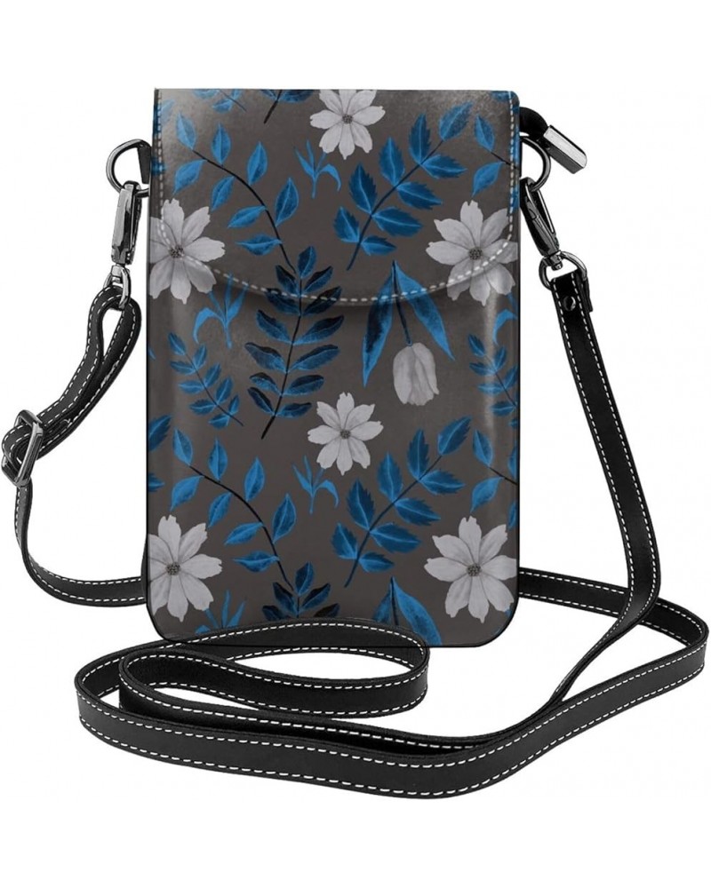 Crossbody Phone Bags for Women Leather Cell Phone Purse Lightweight Cell Phone Wallet Leaves Flower $14.57 Crossbody Bags